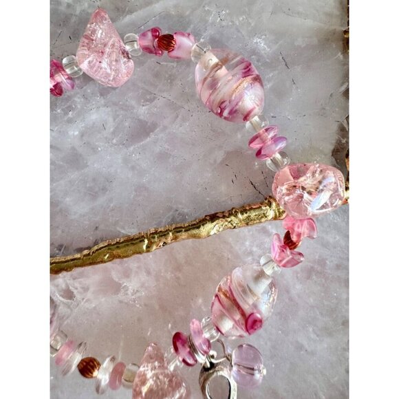 New Handmade Pink Beaded Breast Cancer Awareness Bracelet w/ Hope Charm - 7.5” - Picture 7 of 8